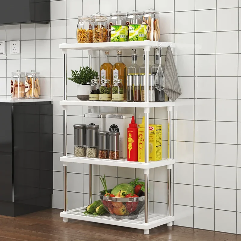 

Four-Layer Multi-Functional Storage Rack Bathroom Living Room Organizing Rack Kitchen Bedroom Shelf Plastic Floor-Standing Stora