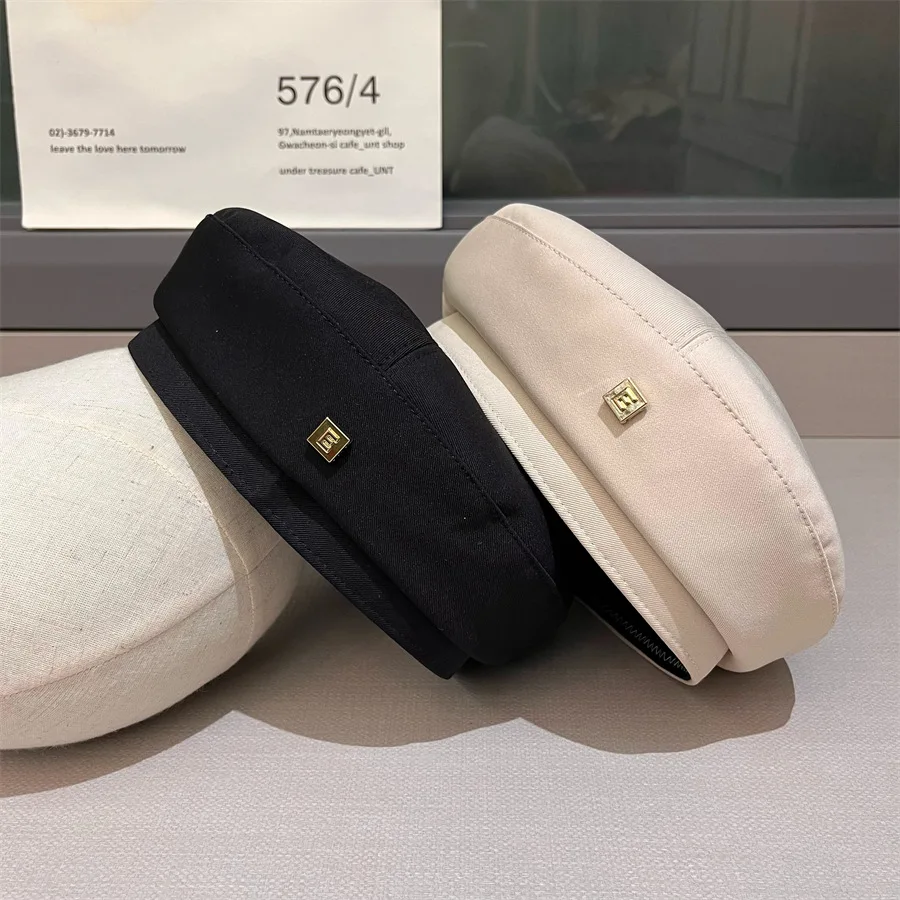 Vintage Spring Autumn Beret Female British Artist Painter Hat Metal Buckle Women Fashion Classic Versatile Streetwear Boinas