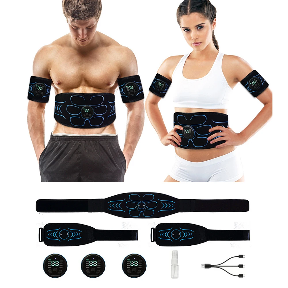 EMS Abdominal Muscle Trainer Vibration Waist Slimming Belt ABS Muscle Stimulator Toner Electric Weight Loss Massager Unisex