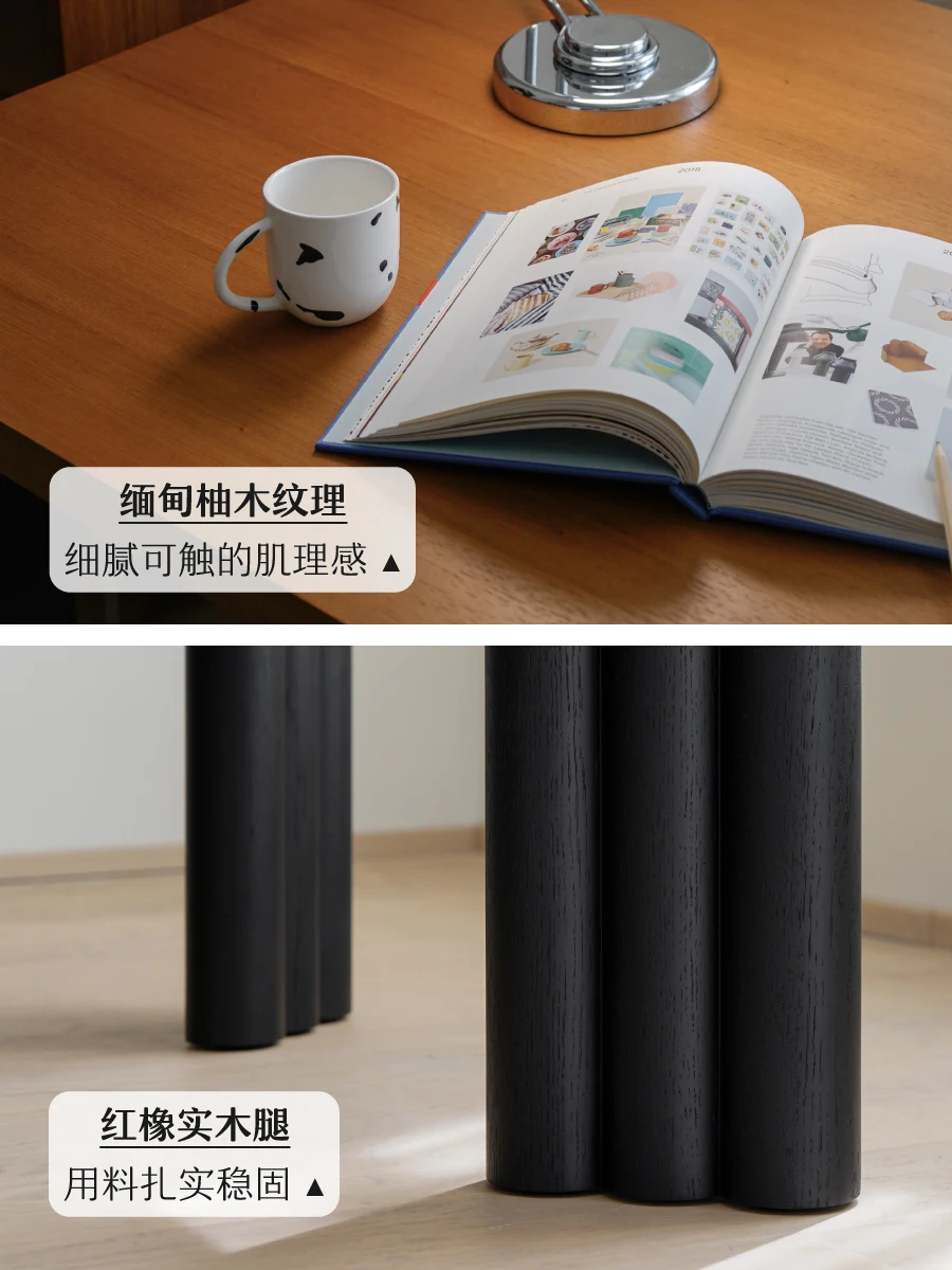 Sequential dining table retro color matching rectangular French Nordic medieval teak designer island table workbench