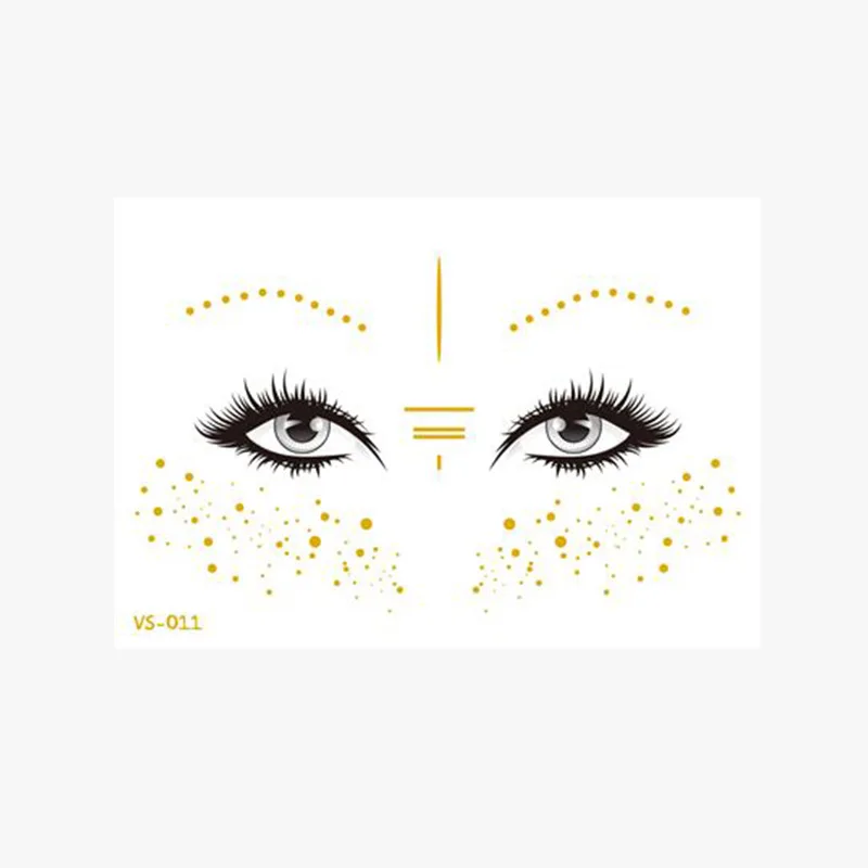 Tattoo Sticker on The Face Hot Stamping Foil Temporary Tattoo Woman Waterproof Bright Stickers on Face Festivals Accessorie