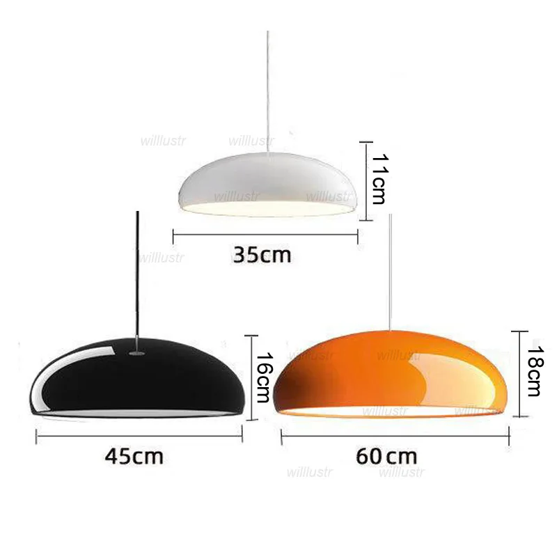 

Aluminum Dome Pendant Lamp Acrylic Suspension Light Hotel Store Mall Bar Bedroom Creative Red Orange Hanging Ceiling Chandelier