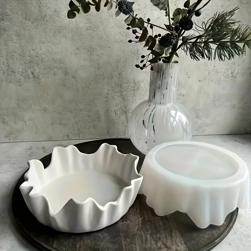 Baki Penyimpanan Tidak Beraturan Cetakan Silikon Baki Buah Lilin Gipsum Keramik Putih Piring Masak Kreatif Aksesori Rumah Tangga