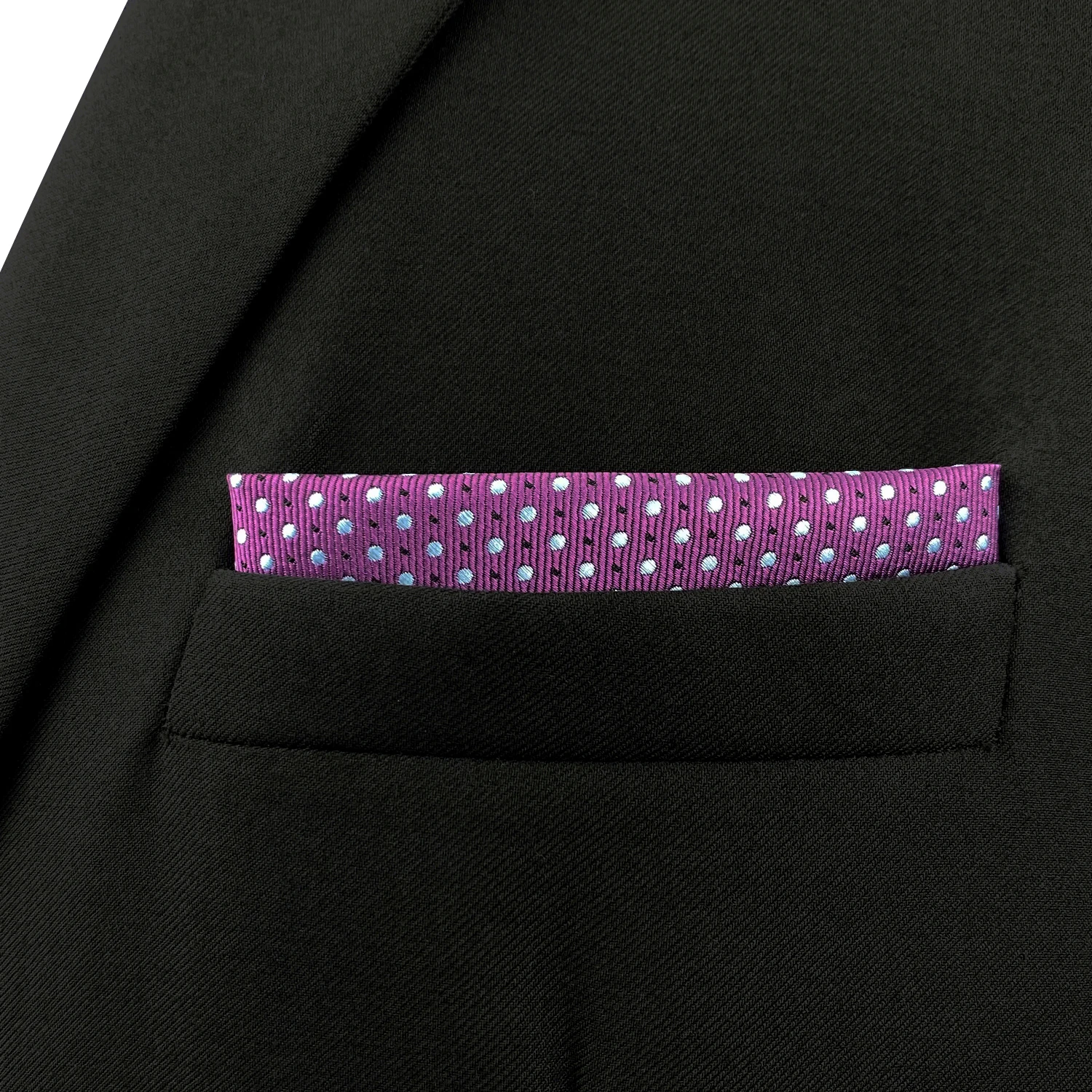 Herren-Krawatten-Set, lila gepunktete Krawatte, Einstecktuch, violett-lavendelfarben, klassische extra lange Fliege, vorgebunden, Jungengröße, auch für Kinder erhältlich. – Detail 8