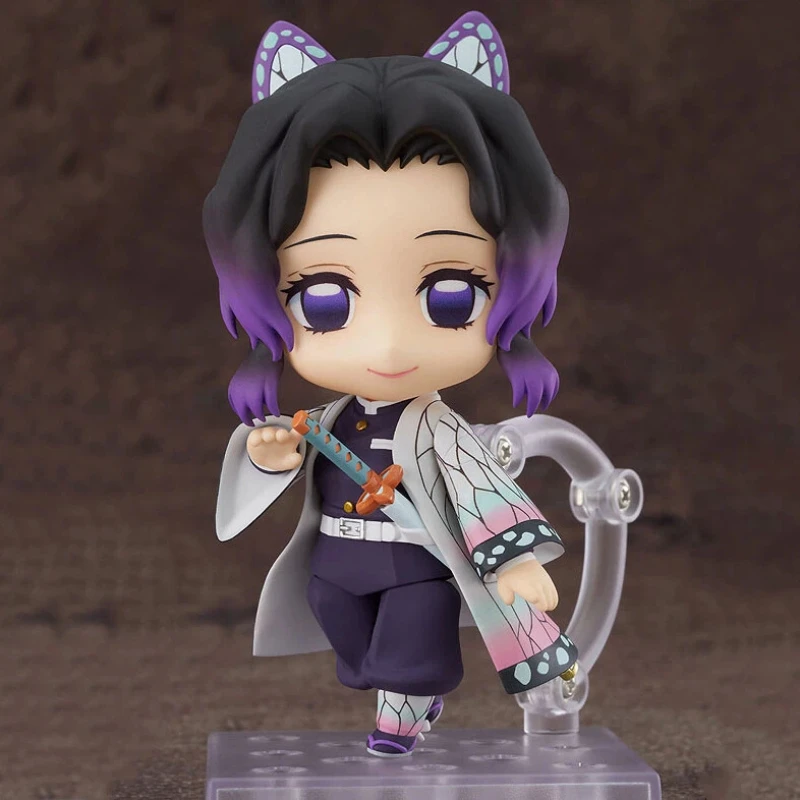 Demon slayer kochou shinobu figura de ação q argila modelo colecionável ornamento móvel recurso de mudança de rosto brinquedo para fãs