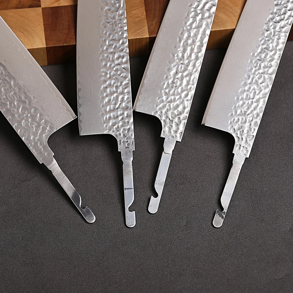 TURWHO Japanese Chef Knife Blank Blade DIY Hand Forged Damascus Steel VG10 Core Kitchen Knives Set Knife Making Tools No Handle