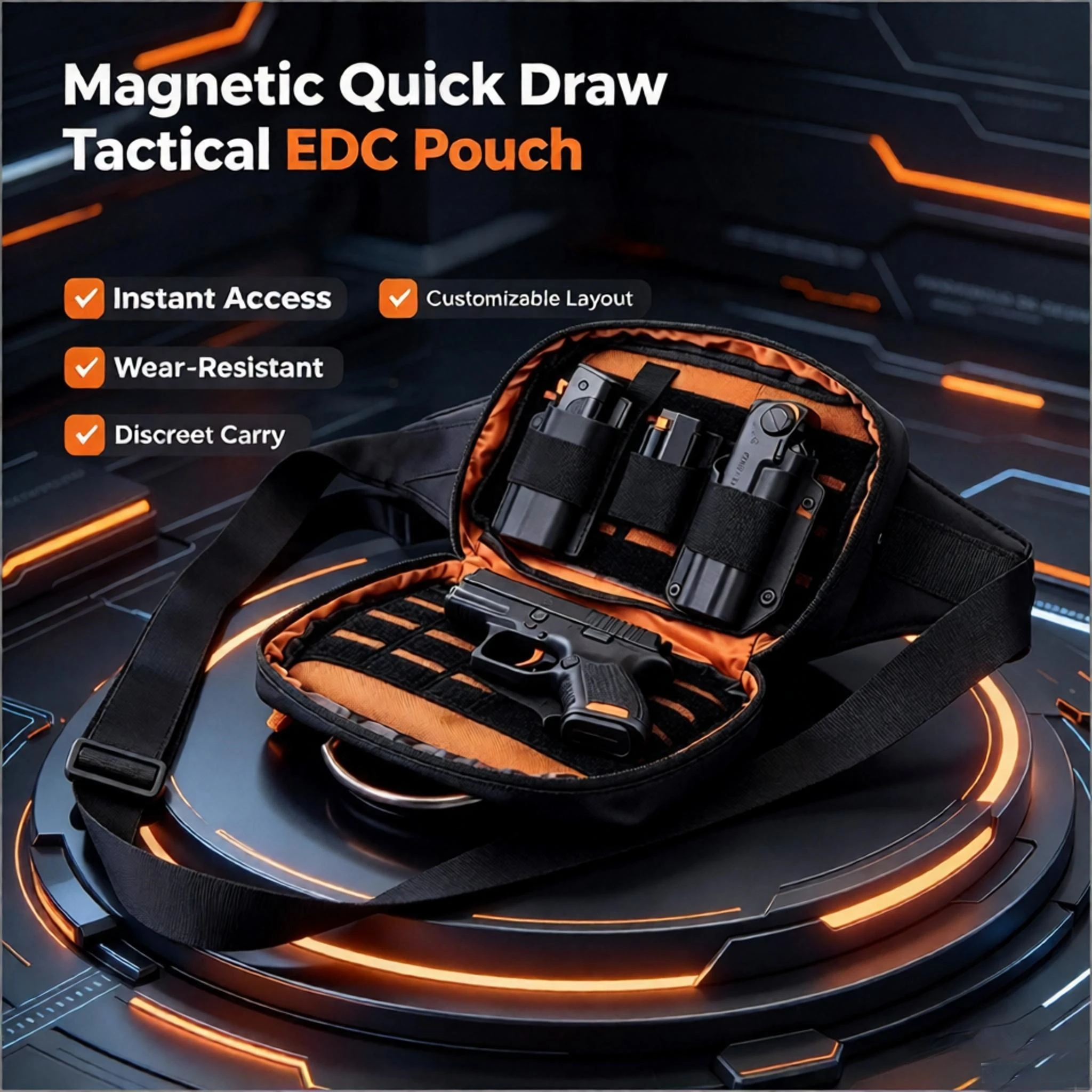 Edc Concealed Carry Sling Bag - Bolsa Tática Magnética de Acesso Rápido