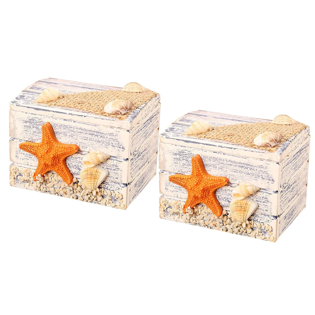 2 قطعة صندوق مجوهرات خشبي حقيبة للتخزين منظم لقلادة سوار أقراط أشتات حامل سطح المكتب ديكور هدية صندوق نجمة البحر