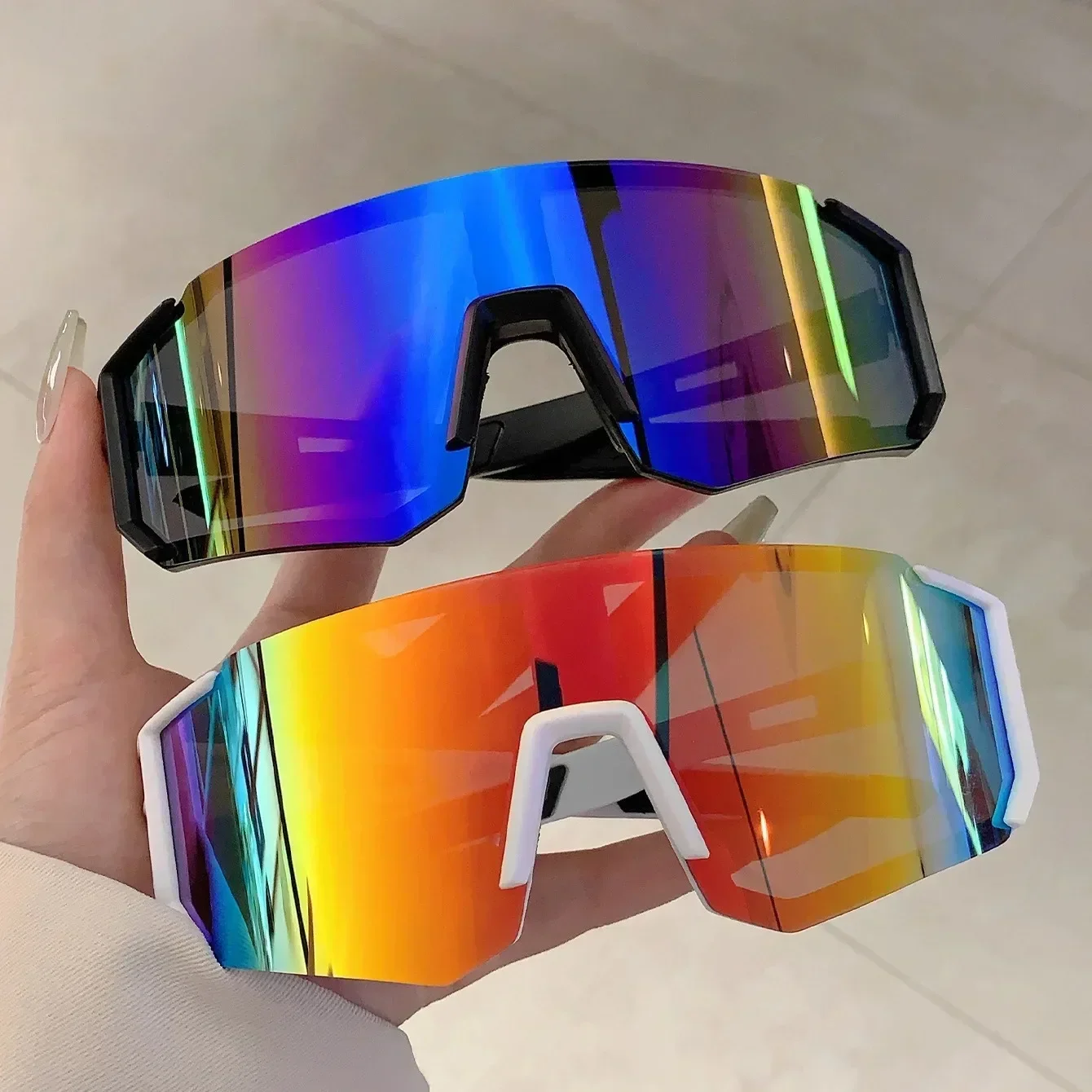 Oversized Rimless Sport Sunglasses Women 2024 New Fashion Frameless Shield Sun Glasses For Men Outdoor Bicycle Mountain Eyewear image 2