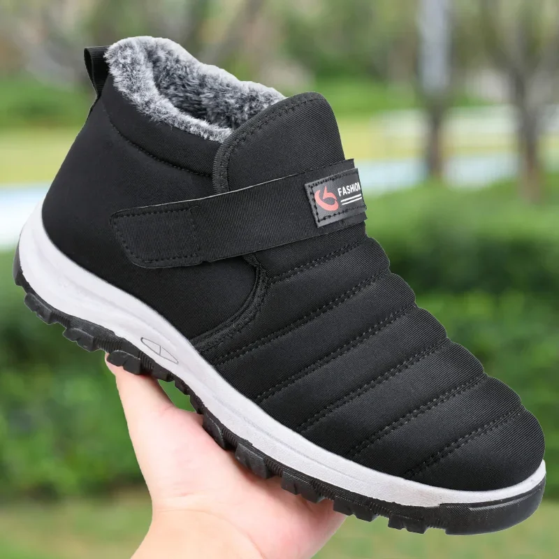 

Fashion Winter shoes Men Boots Lightweight Keep Warm Mens Ankle Boots Non Slip Men Snow Boots with Fur Flats Male Cotton Shoes
