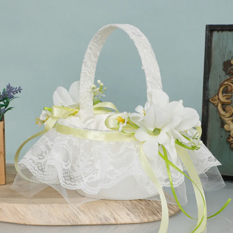 

DIY свадебный цветок девушка ручная цветочная корзина корзина с фруктами свадебные принадлежности тканое кружево имитация цветов корзина украшения