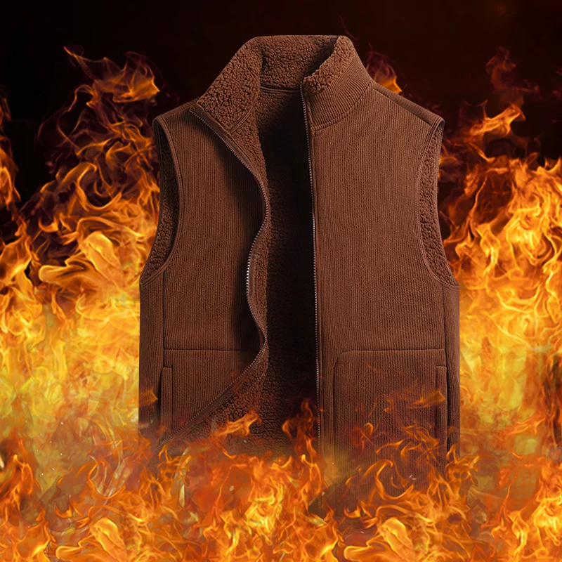 

Новое флисовое жилетное пальто унисекс для пар, воротник-стойка для тепло, флисовая подкладка из ягненка, осенне-зимнее уличное флисовое пальто