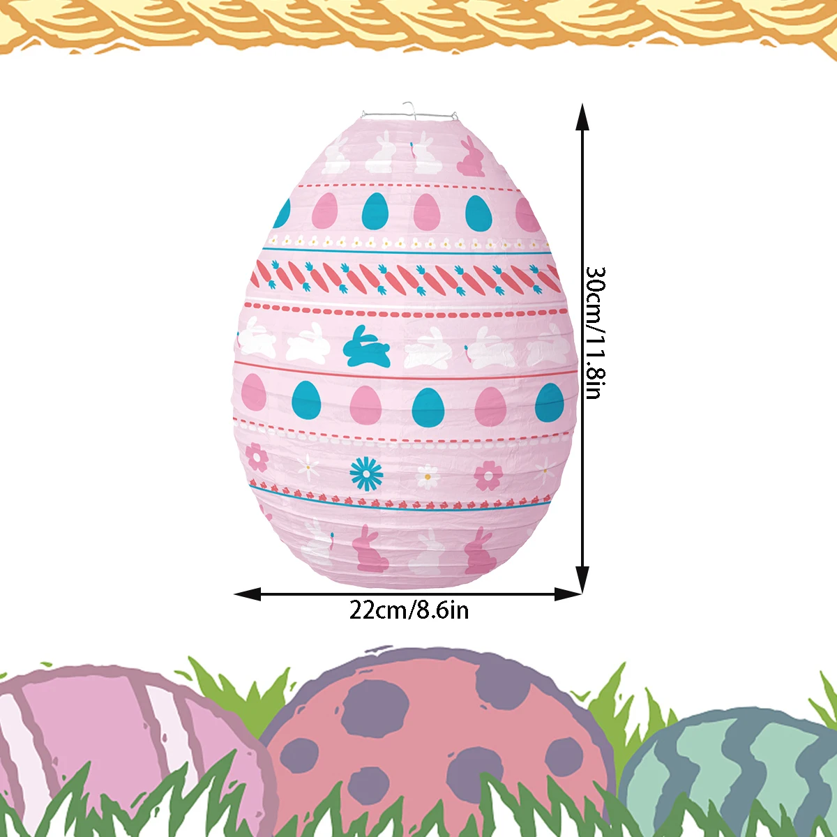 2/4 szt. Papierowe latarnie wielkanocne w kształcie jajka wiszące dekoracje kwiat pisklę króliczek dekoracyjne wiszące latarnie na zaopatrzenie firm