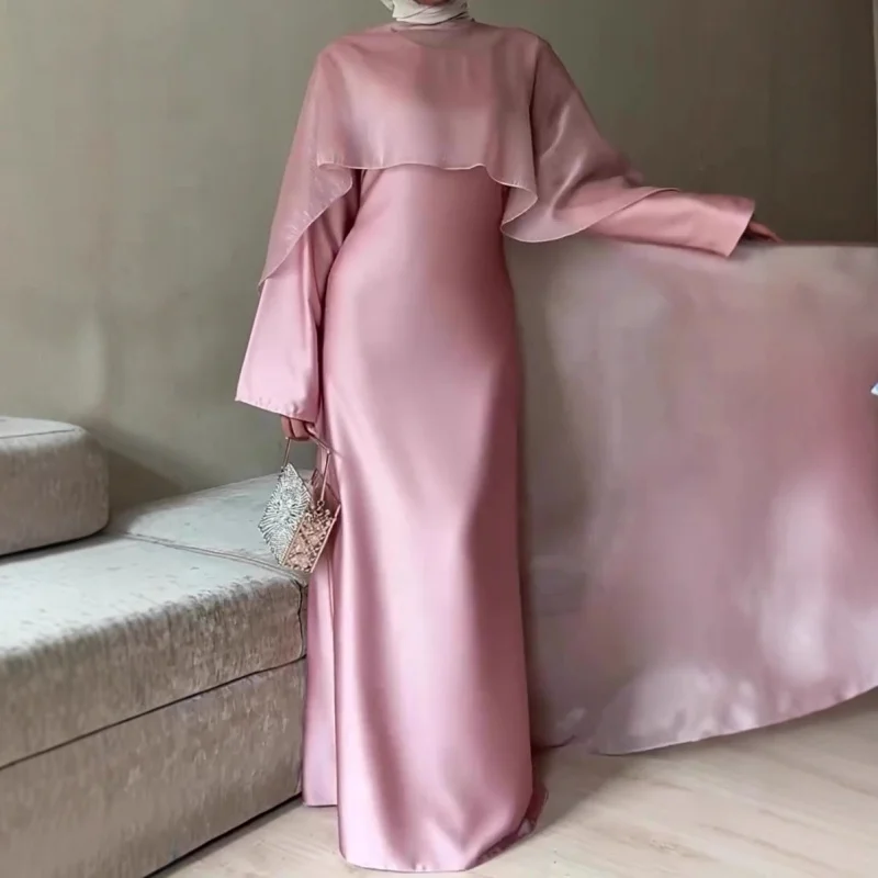 

Women's Silky Long Dress European American Soft Sweet Temperament Autumn New Long Sleeve Dress