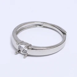 5Pcs White Gold Classic 4 prong Moissanite Solitaire Engagement Ring Base 5MM Round Blank Ssttings For Diy Ring Jewelry Making