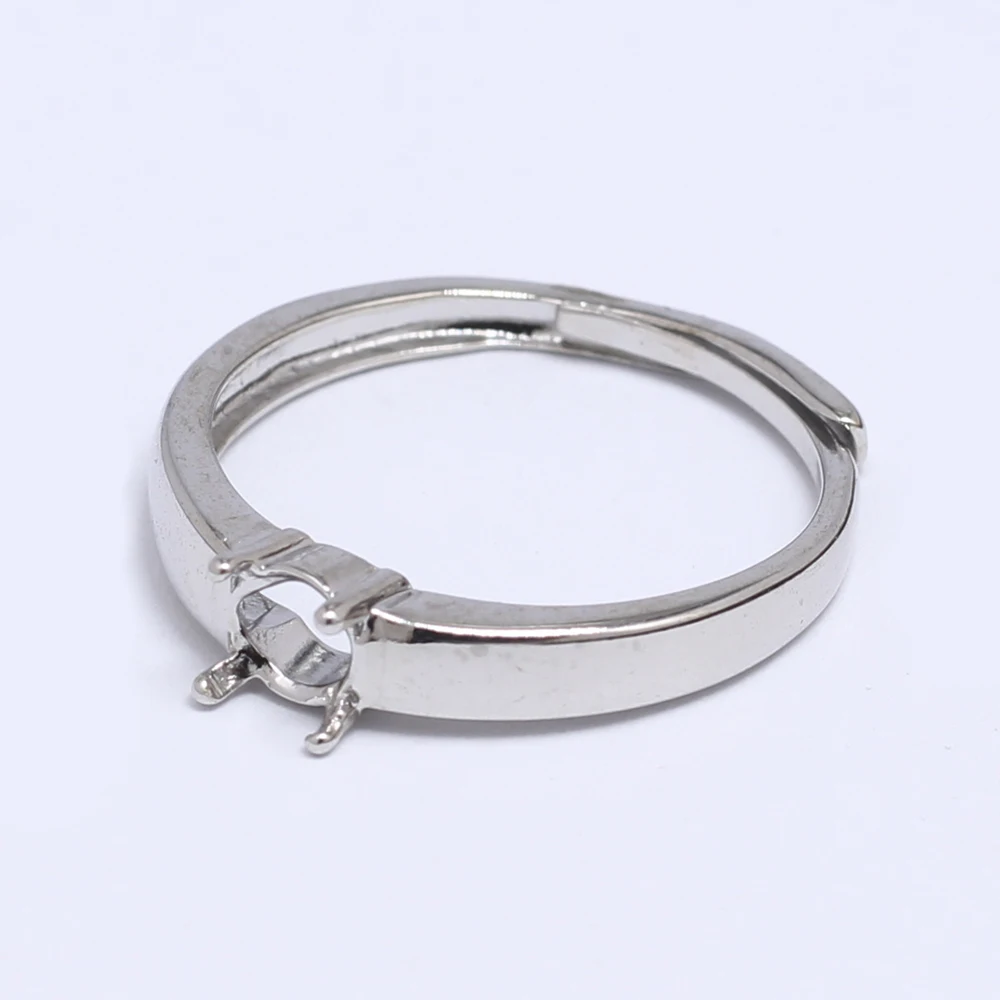 5 sztuk białe złoto klasyczne 4 prong Moissanite Solitaire pierścionek zaręczynowy baza 5MM okrągłe puste Ssttings dla Diy pierścień tworzenia biżuterii