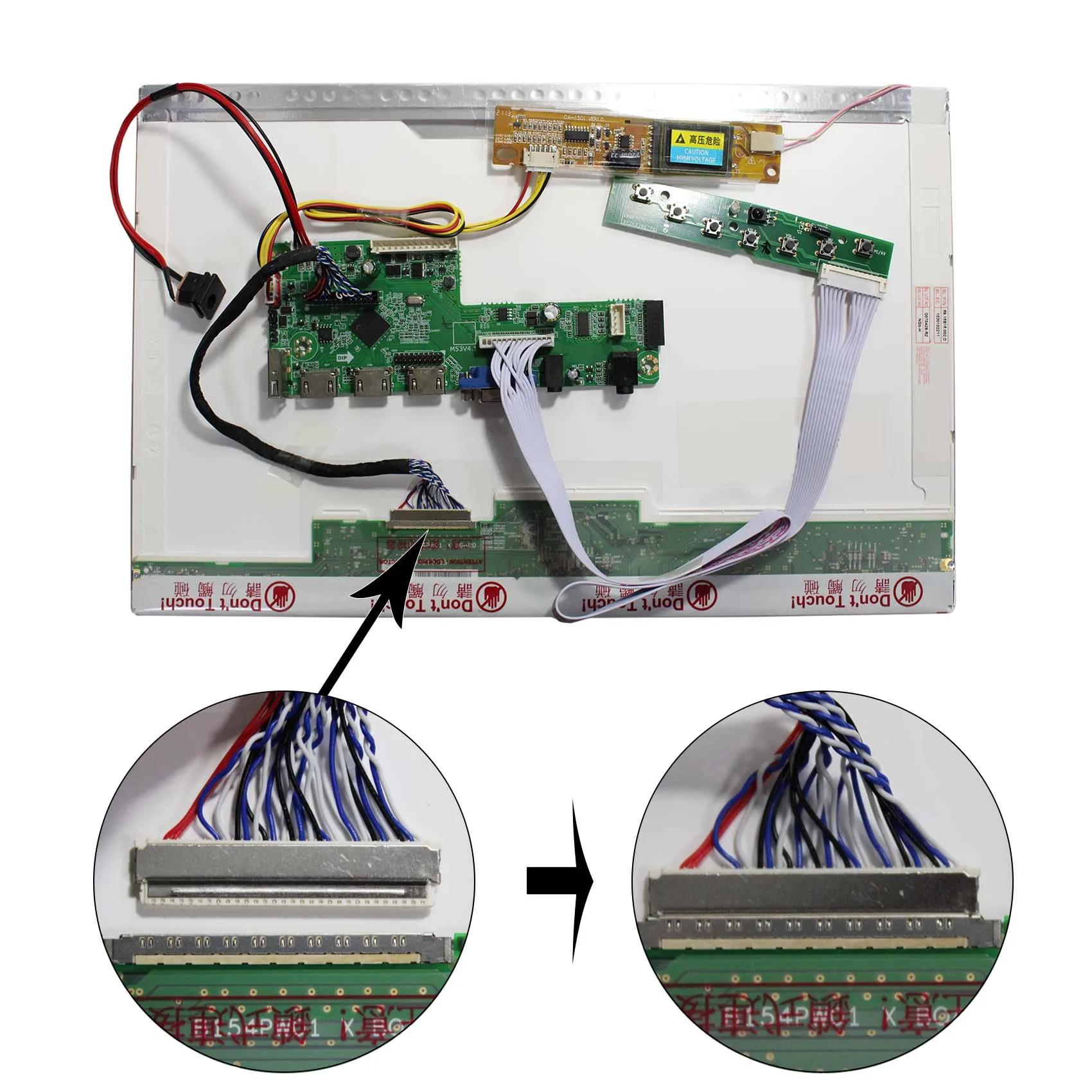 LCD Controller Board for LVDS,work for 15.4inch 1440x900 and 17inch 1440x900,such as CLAA154WP05 B154PW01V.1 and B170PW03...