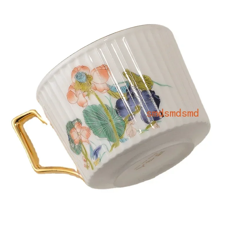 Wholesale ceramic tea set Luxury flower Design coffee & tea sets Porcelain tea pot cup and saucer set with silver rim