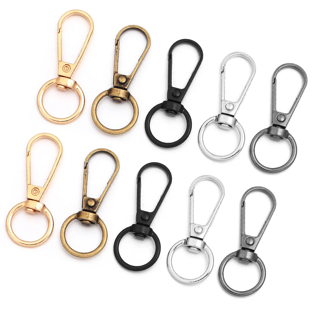 10 Stück Metall-Schnallen-Drehkarabinerhaken mit Auslöseclip für DIY-Schlüsselanhänger, Taschen und Schlüsselanhänger-Zubehör