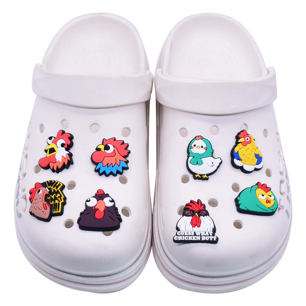 20pcs New Cute Chicken Shoes Charm Flower Shoe Buckle Personalized DIY Removable Soft Rubber Garden Shoes Accessories Jewelry