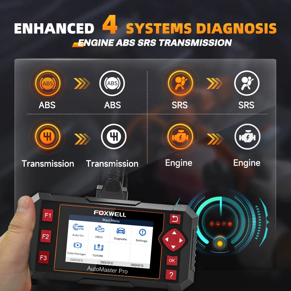 FOXWELL NT604 Elite OBD2 Automotive Auto Scanner Diagnostic Tool ABS SRS Transmission Engine Code Reader OBDII Car Scan Tester