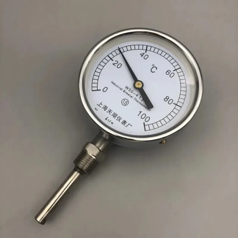 WSS-413 Bimetal Thermometer Thermometer Water Temperature Meter Pipeline Boiler Thermometer 1/2