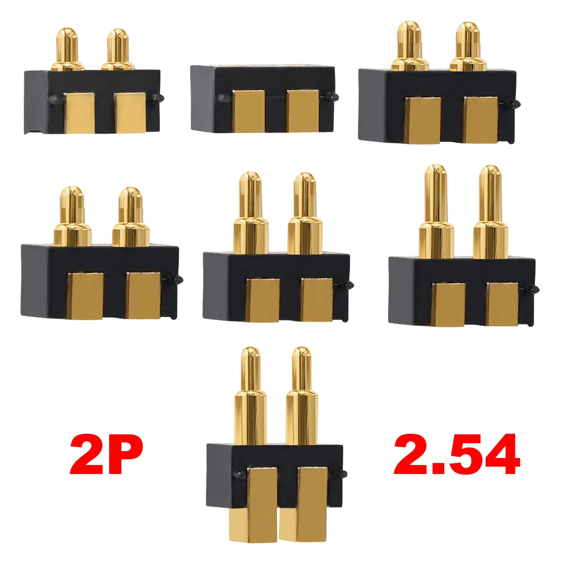 1pcs 4.3 2.8 5.0 5.5 6.7 7.0  2.54 Spring Loaded Pogo Pin Connector Side Welding Mount SMD Strip Male Contact SMT 2P 2pin female