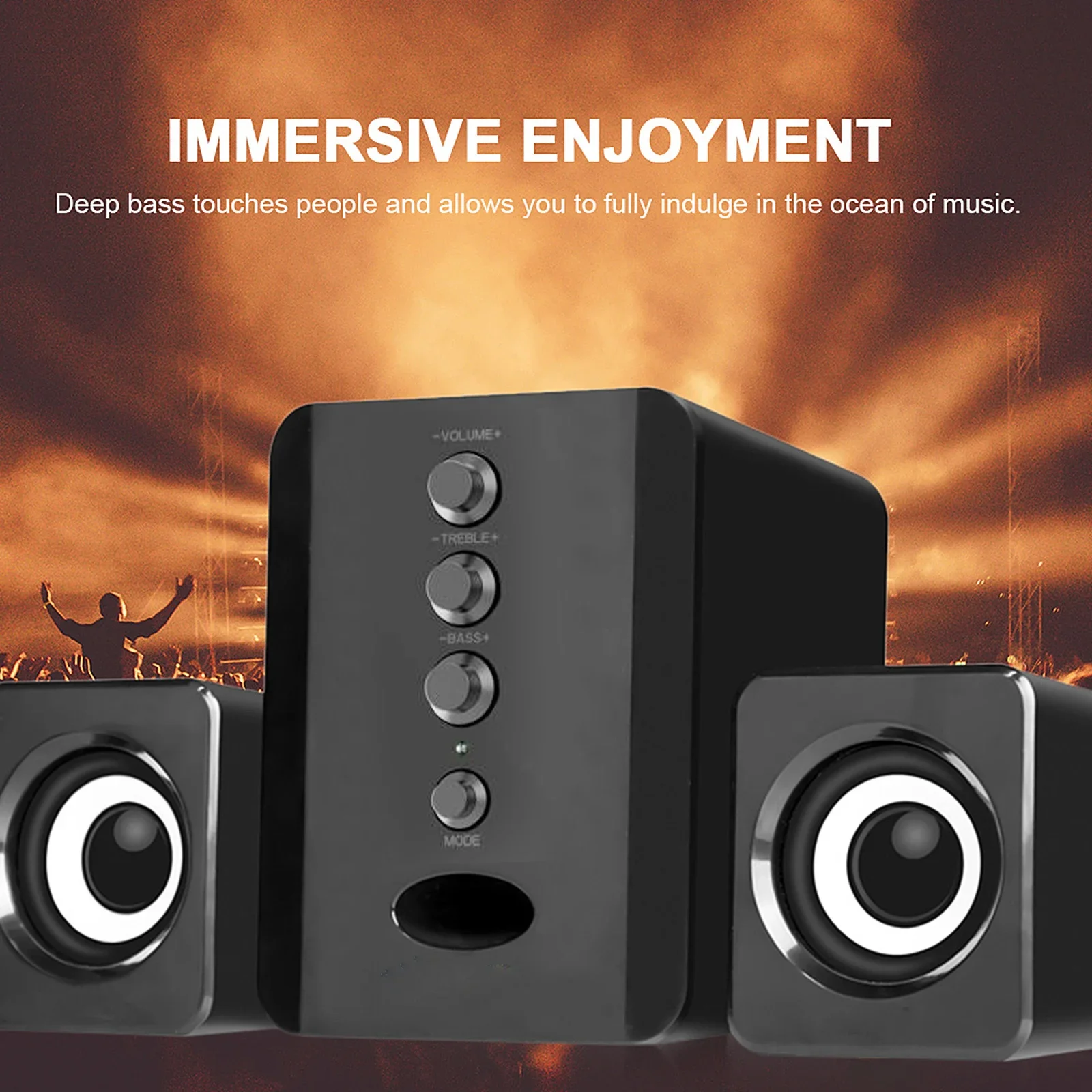 Computer Speaker Portable USB Powered Stereo Surround Wired Speakers for Laptop Phone Desktop PC TV Black