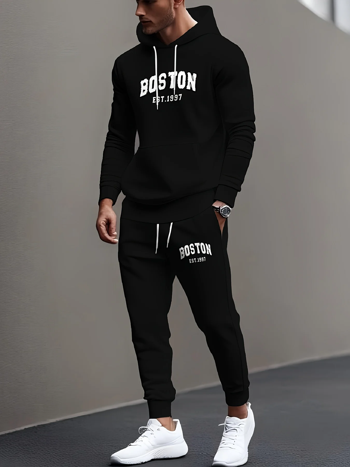 

Мужской и женский комплект из хлопкового худи и брюк с принтом 2026 года, осенне-зимний, модный повседневный костюм в стиле хип-хоп, высокое качество