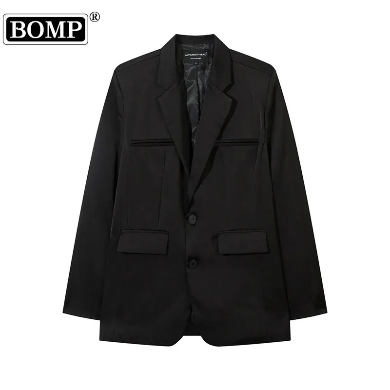 

[BOMP] Autumn American Solid Color Casual Jacket Spring Autumn, Long Sleeved Loose Suit Multiple New Fashion