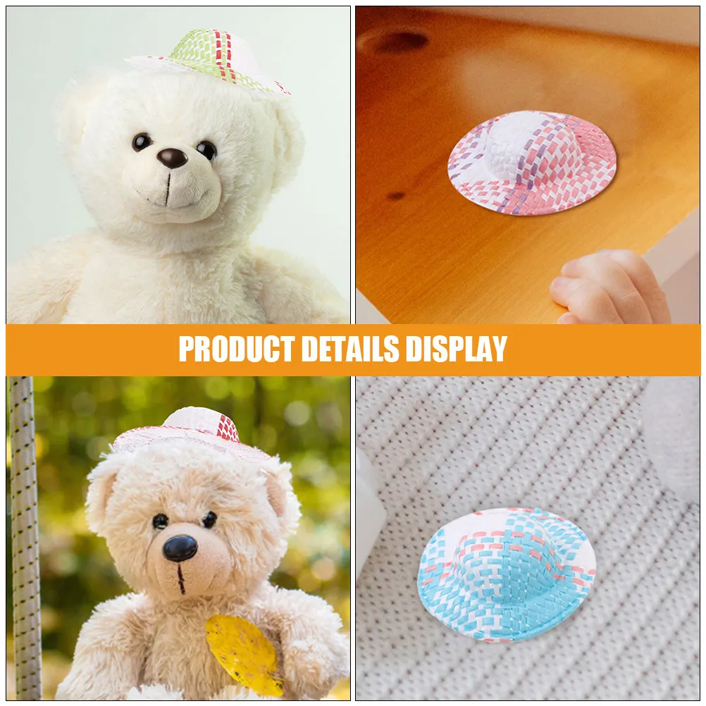 12Pcs Mini Woven Hats Small Mini Craft Hats 5Cm Colorful Striped Hat Props for DIY Crafts Decoration and Photo