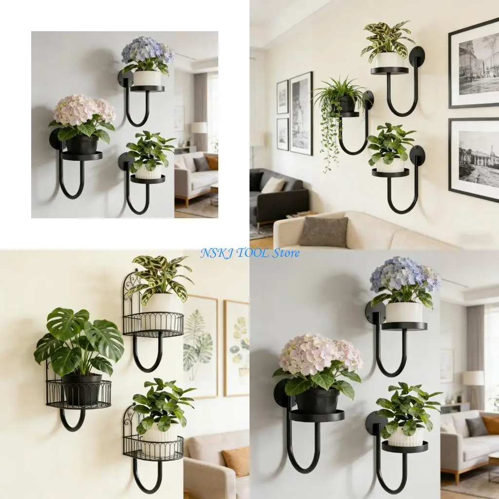 L8RC 3Pcs Practical Plant Stand With Iron Frame For Bedroom Living Room Porch ecors