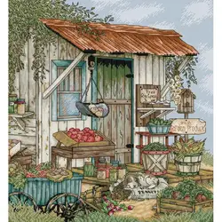 Vegetable Shop Pattern Cross Stitch Embroidery DIY Handmade Needlework Aida 14 16 11CT White Counted Printed Fabric Sewing Kits