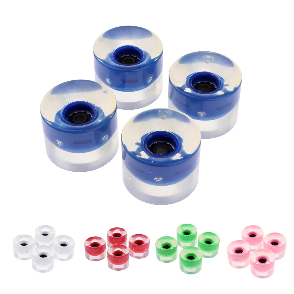 4pcs 60mm Light Up Flash Skateboard Longboard Wheels 78A with Bearing Core Glow at Night 5 color Skate Board Accessories