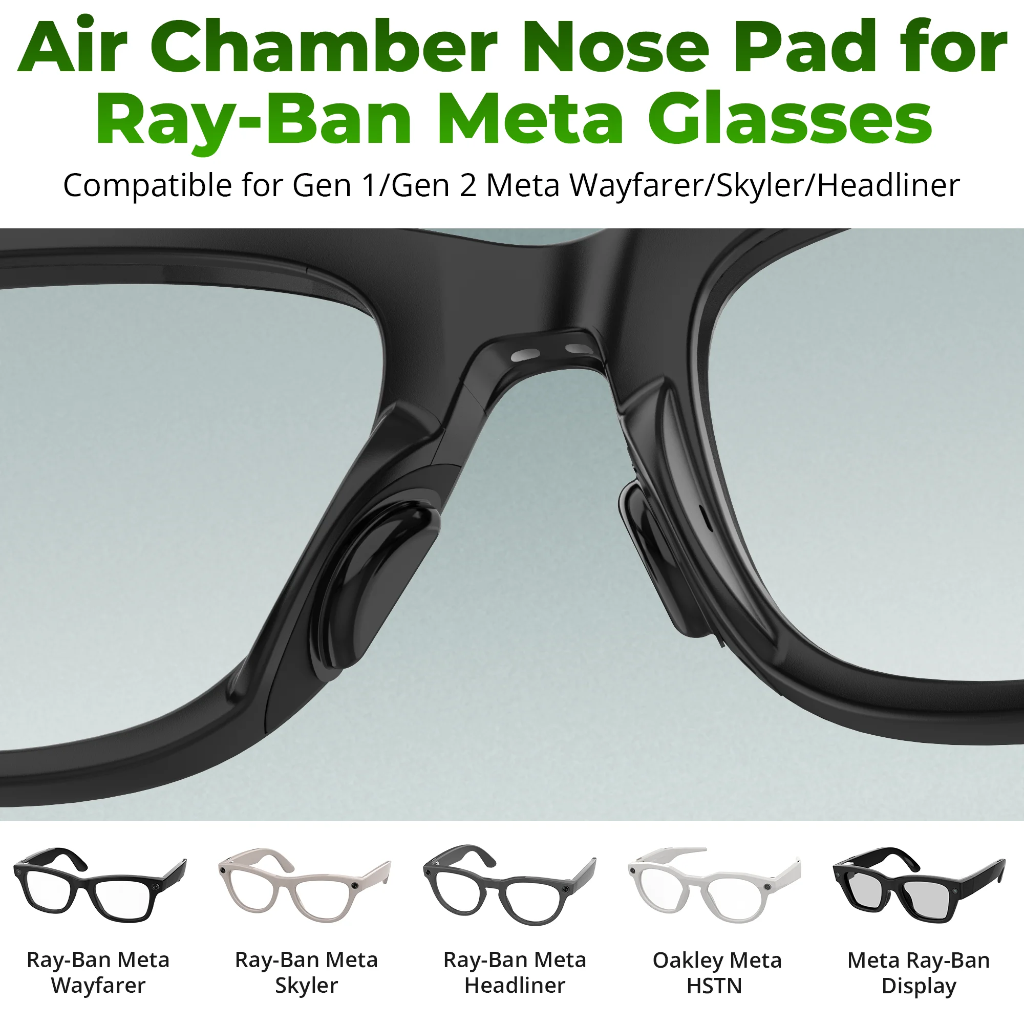 HIBLOKS Nose Pad Sticker For Ray-Ban Meta Wayfarer/Skyler/Headliner/Blayzer/Scriber/Dispaly/Oakley Meta HSTN Smart Glasses