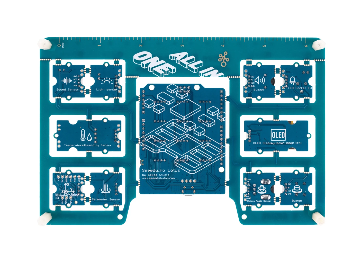 Imagem -02 - Kit Seeed Studio Grove Beginner para Arduino Tudo em um Placa Compatível com 10 Sensores e 12 Projetos