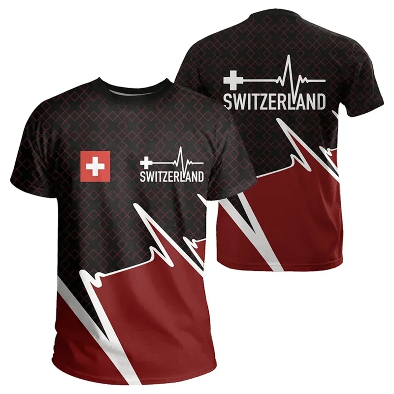 Outdoor Casual Sportswear T-shirts Für Männer Kleidung Schweiz Nationalen Emblem Flagge 3d Drucken Cooles T-Shirt Gym Tops O Neck Tees