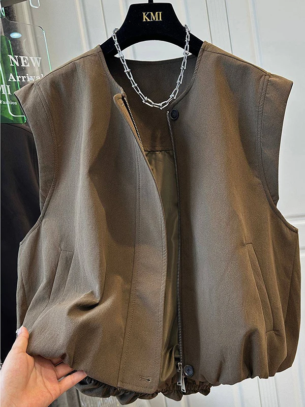 Gilet Elegante da Donna di Alta Gamma, Capospalla alla Moda per Primavera, Autunno e Inverno, Nuova Collezione, Stile Elegante da Ufficio con Cerniera...