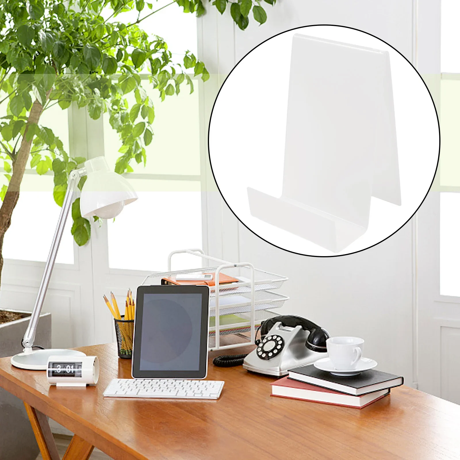 1Pcs Acrylic Book Stand Display Holder Desktop Transparent Bookshelf Magazine Vertical Ledge Table Shelf For Displaying Books