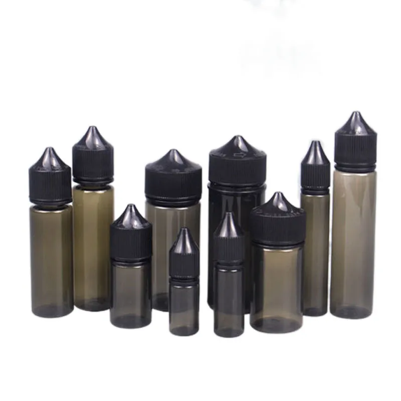 50Pcs 10ml/15ml/30ml/60ml/100ml/120ml Black Plastic Empty Dropper Bottles E Liquid Drop Bottle Long Tip Cap Vape Oil Containers