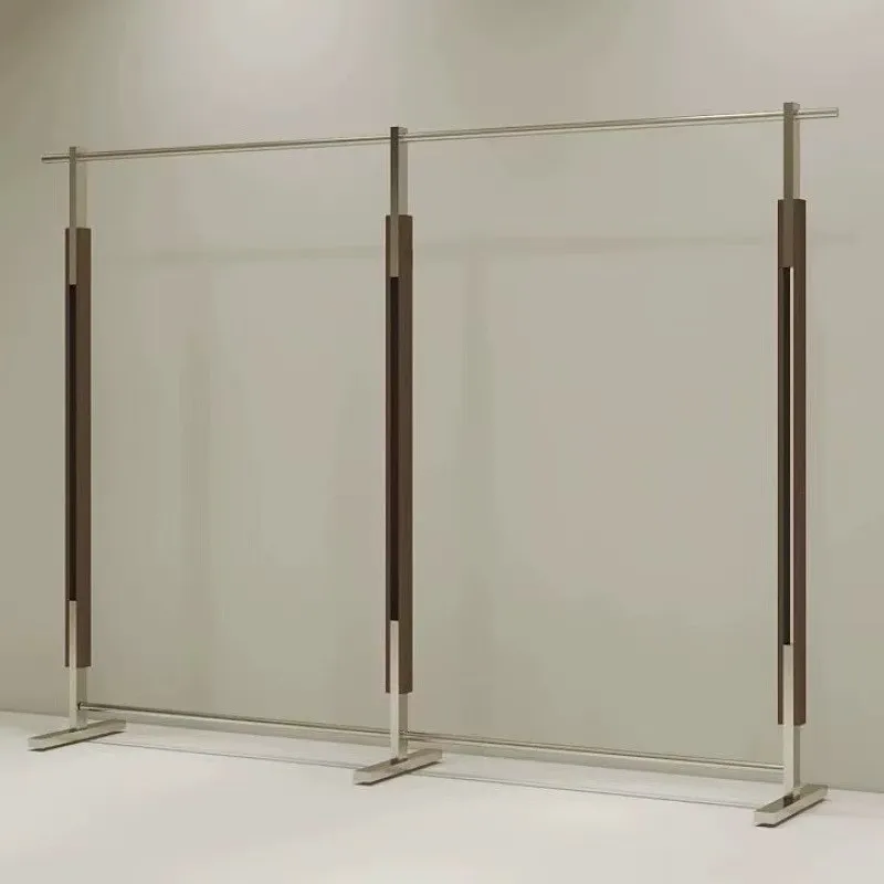 Clothing Display Pure Solid Wood Walnut Floor Rack Stainless Steel Clothing Wall Hanger Nakajima Display Shelf