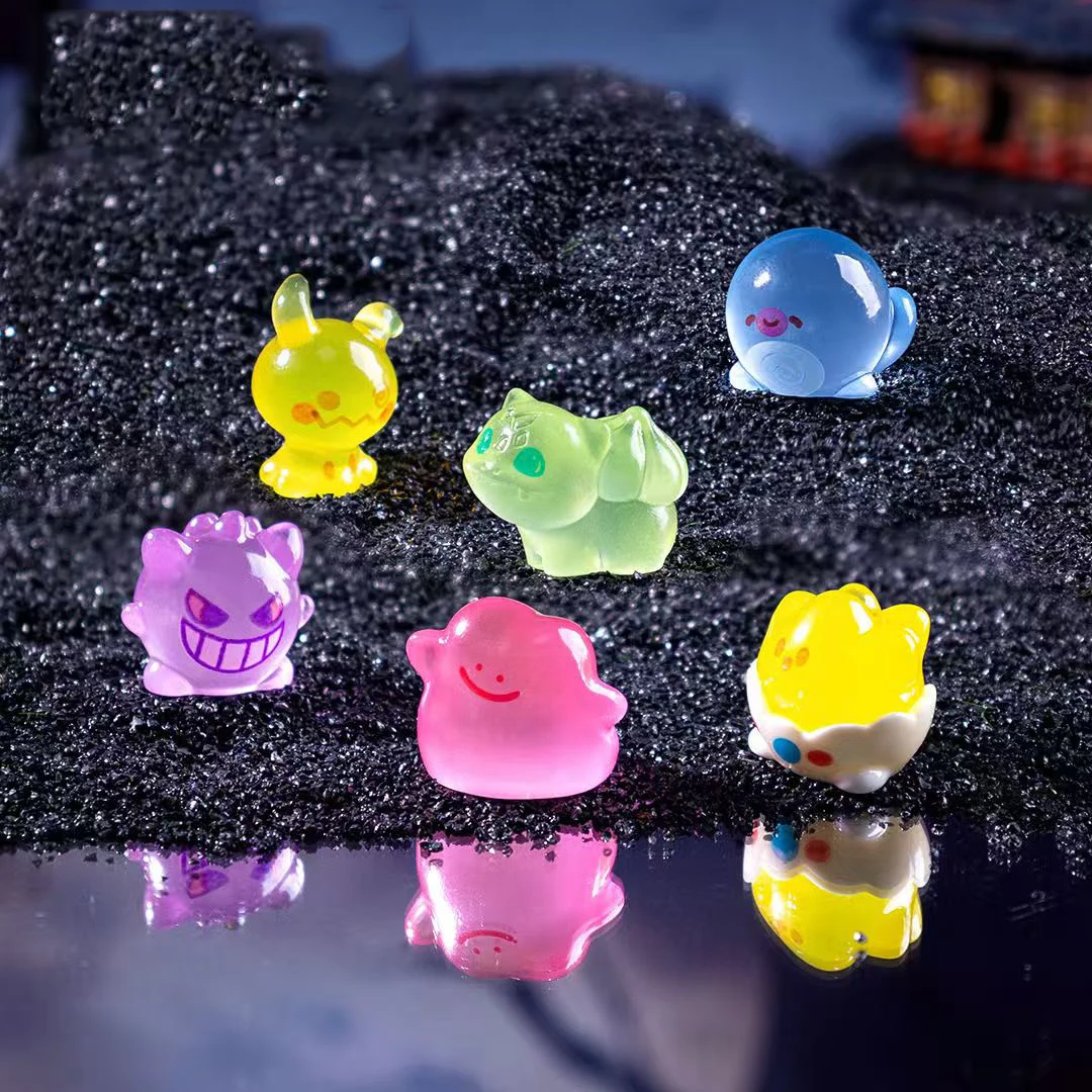 6 PZ/SET Pokemon Pikachu Anime Figure Carino Gengar Bulbasaur Giocattoli Luminosi Per I Bambini Kawaii Ornamento Collezione Fascino Regalo