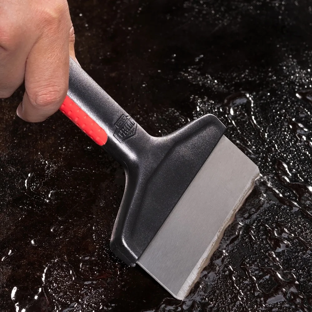 Kit Pembersih Wajan SS PP 5 Buah Set Pengikis Wajan Tugas Berat Bantalan Penyimpanan Tahan Lama Alat Pembersih BBQ Pegangan Anti-selip