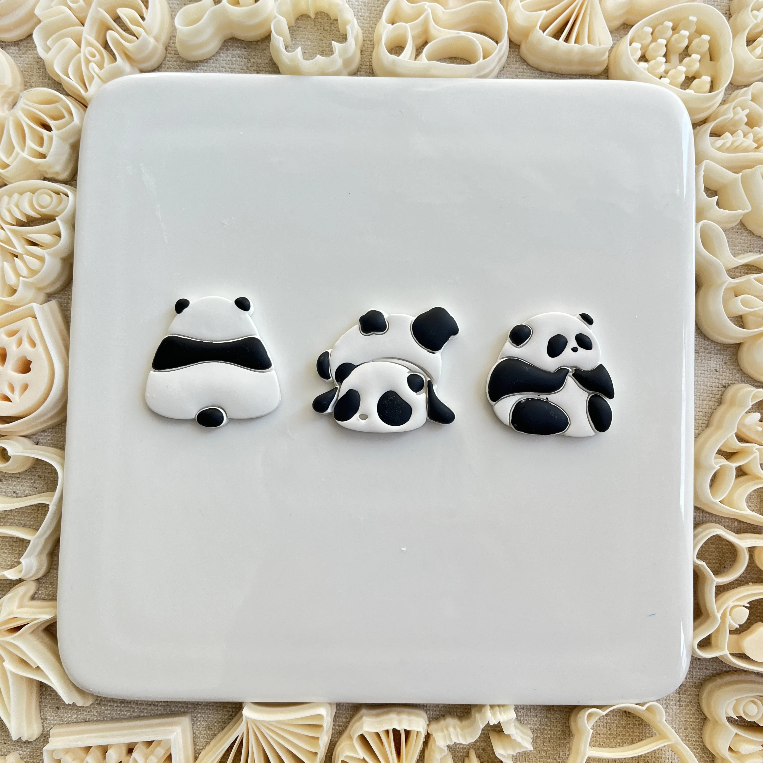Chinesischer nationaler Schatz niedlicher Panda geformte 3 Arten Ton schneide formen für DIY Ohrringe Schmuck herstellung – Detail 3