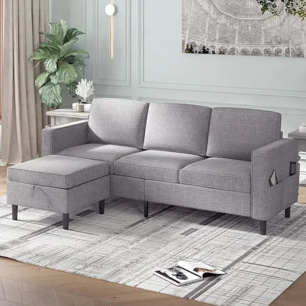 Sofa Set for Living Room, Modural Convertible Loveseat and Sofa Set, Modern Linen Fabric and Loveseat Sofa, Sectional Sofa