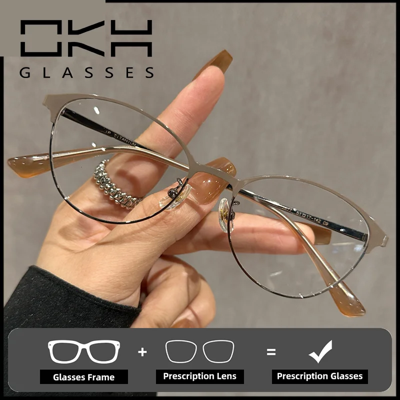 

OKH Ultra-light Half-frame Myopia Glasses Frame for Male and Female Hyperopia Prescription Eyewear Reading