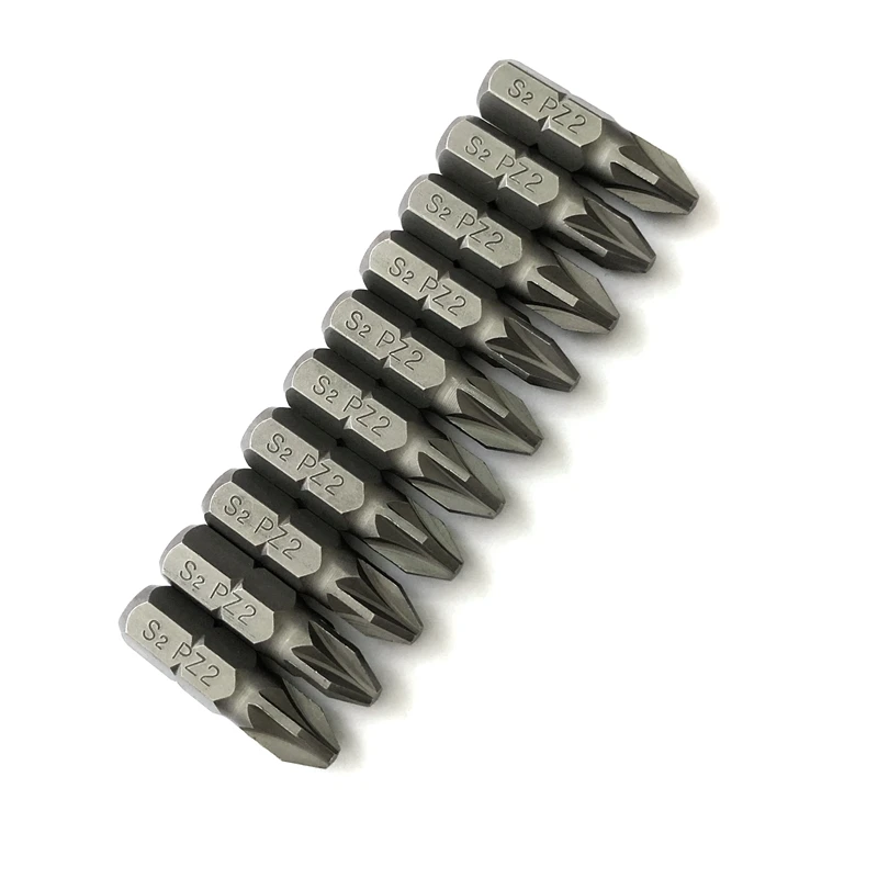 10Pcs Pozi PZ0 PZ1 PZ2 PZ3 PH0 PH1 PH2 PH3 tip Screwdriver Bits 1/4\