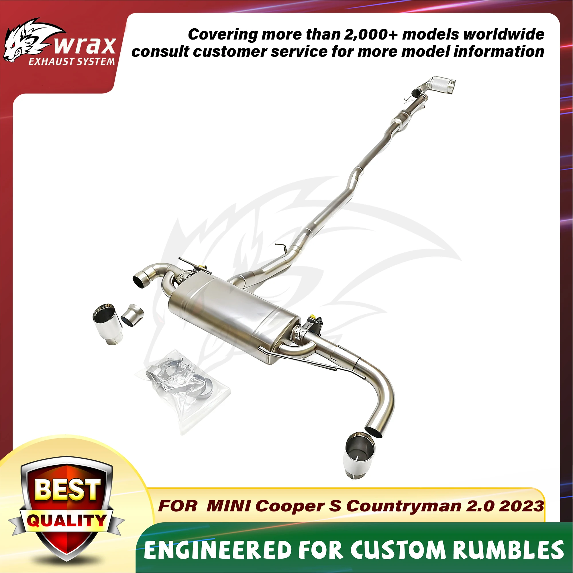 

WRAX Performance Exhaust for MINI Cooper S Countryman 2.0 2023 SS304 Electronic Valve Catback Dampen Vibrations and Muffle Noise
