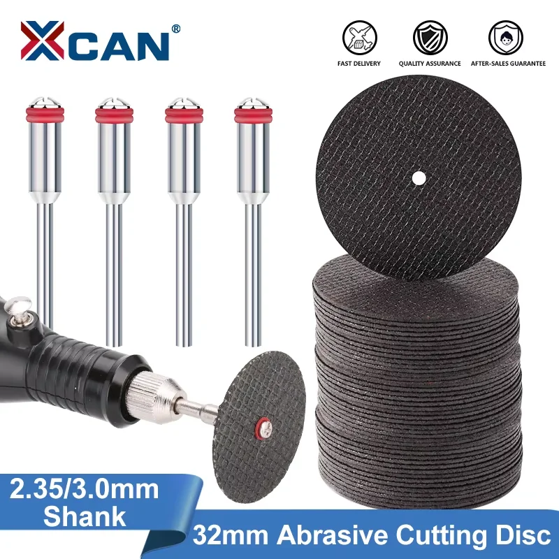 XCAN 32mm Abrasive Cutting Disc Set With Mandrels Grinding Wheels For Dremel Accesories Metal Cutting Rotary Tool Saw Blade