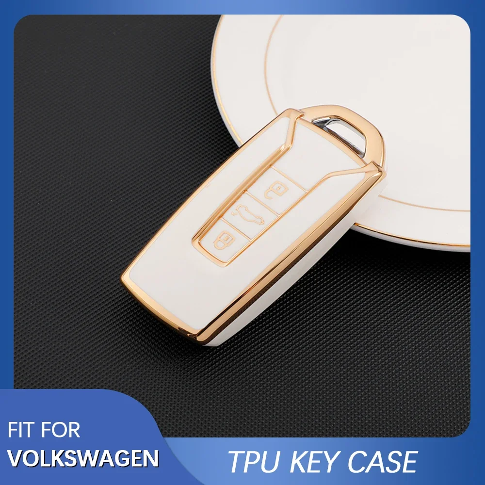 For Volkswagen VW Touareg 2018 2019 2020 2021 2022 Car TPU Remote Key Cover Shell Ring Holder Protector Accessories